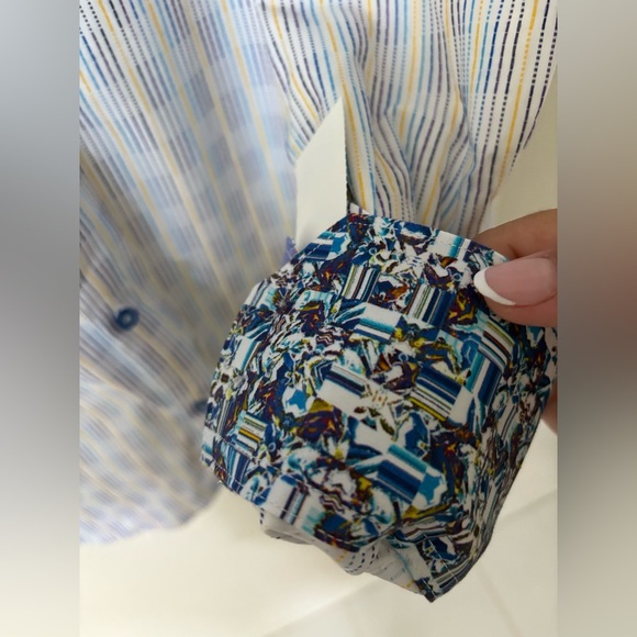 NWT Robert Graham Striped collared Button up Multicolor Lavender size 2XL - Picture 3 of 3